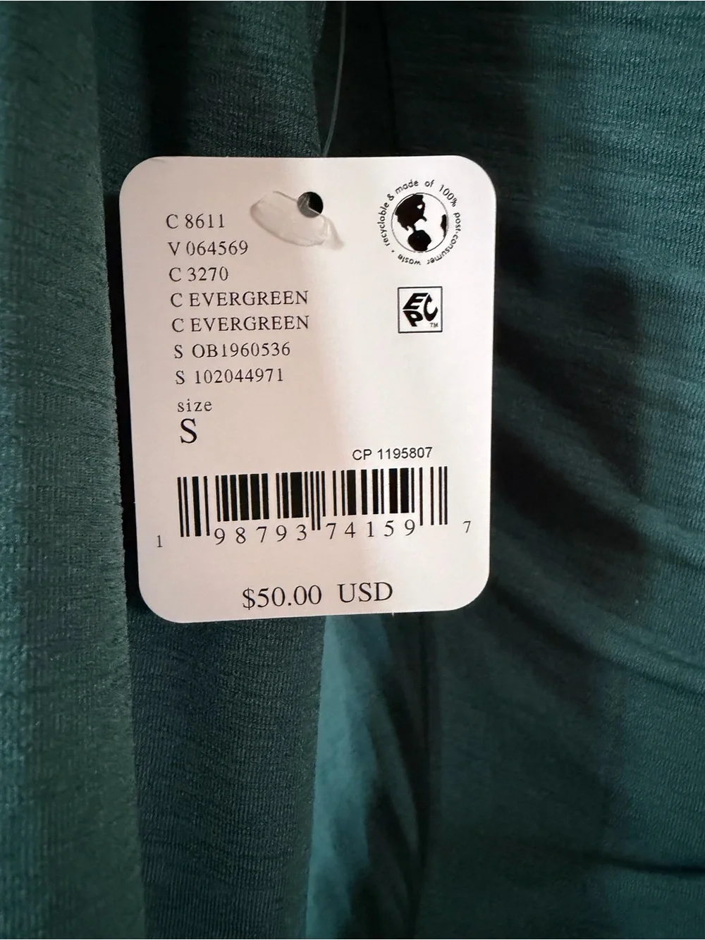 Free People NWT jade green long sleeve shirt
